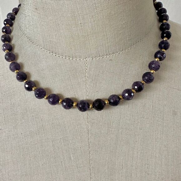 Stauer Faceted Amethyst Beaded Necklace with Gold Accents - Picture 1 of 9